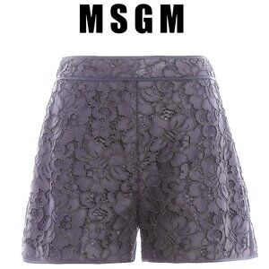 MSGM italian designer black lace broderie shorts, fully lined, EU 40, US 8